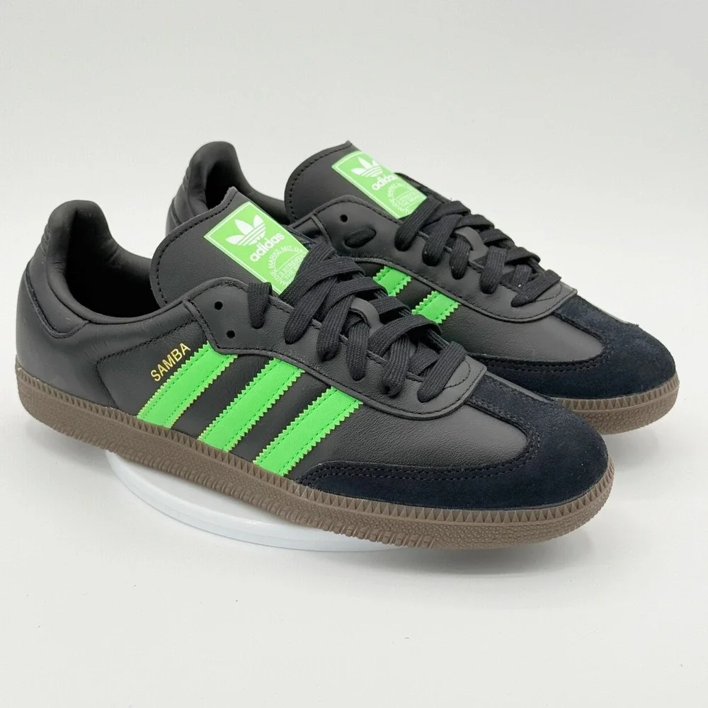 Adidas Samba OG Sneakers Size 8.5 Mens Black Neon Green Gum JR0911 NEW